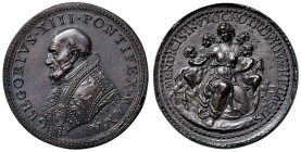 Gregorio XIII (1572-1585) Medaglia coniata senza data Ricovero dei mendicanti nell'Ospizio dei Poveri - Opus: Lorenzo Fragni (D/) e Girolamo Faccioli ...