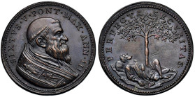 Sisto V (1585-1590) Medaglia coniata 1587 An. III Provvedimenti adottati per la sicurezza nei territori dello Stato della Chiesa - Opus: Domenico Pogg...
