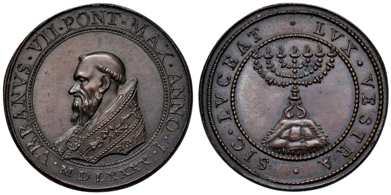 Urbano VII (1590) Medaglia coniata 1590 An. I Prematura scomparsa del pontefice ...
