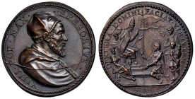 Gregorio XIV (1590-1591) Medaglia coniata 1591 Spedizione militare pontificia antiugonotta in Francia - Opus: Niccolò De Bonis, Modesti CNORP IV, 921 ...