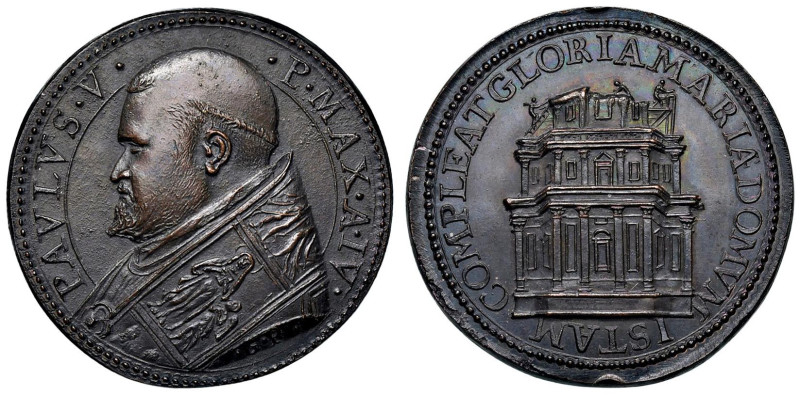 Paolo V (1605-1621) Medaglia coniata 1606 An. IV Costruzione in corso della capp...