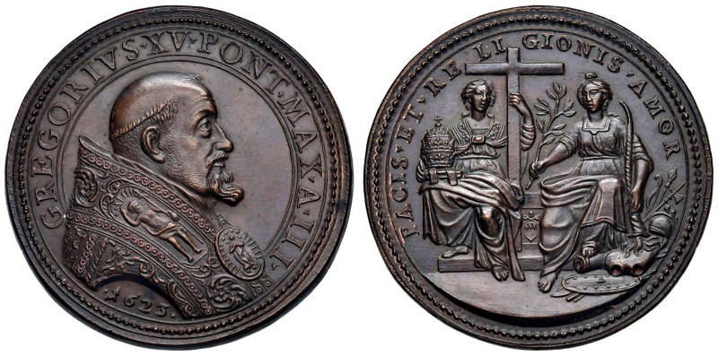Gregorio XV (1621-1623) Medaglia coniata 1623 An. III Mediazione pontificia tra ...