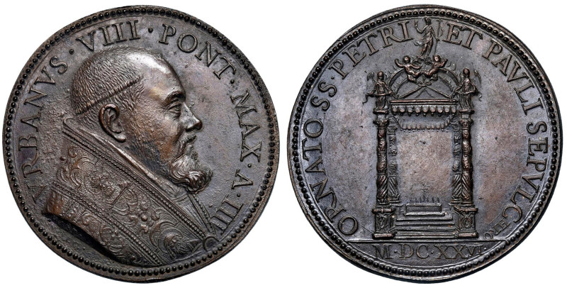 Urbano VIII (1623-1624) Medaglia coniata 1626 An. IV Baldacchino del Bernini nel...