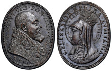 Urbano VIII (1623-1624) Medaglia coniata ovale An. XX Canonizzazione di Santa Elisabetta Regina del Portogallo - Autore non indicato, Miselli 321 AE (...