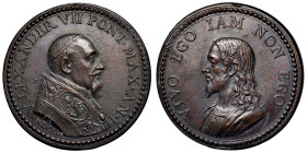 Alessandro VII (1655-1667) Medaglia annuale coniata 1655 An. I Elezione al pontificato - Opus: Gaspare Morone, Lincoln 1163; R.Z. 249 AE (g 16,20 - Ø ...