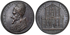 Alessandro VII (1655-1667) Medaglia annuale coniata (1662) An. VIII Chiesa di S. Maria in via Lata - Opus: Gaspare Morone, Miselli 604 AE (g 49,43 - Ø...