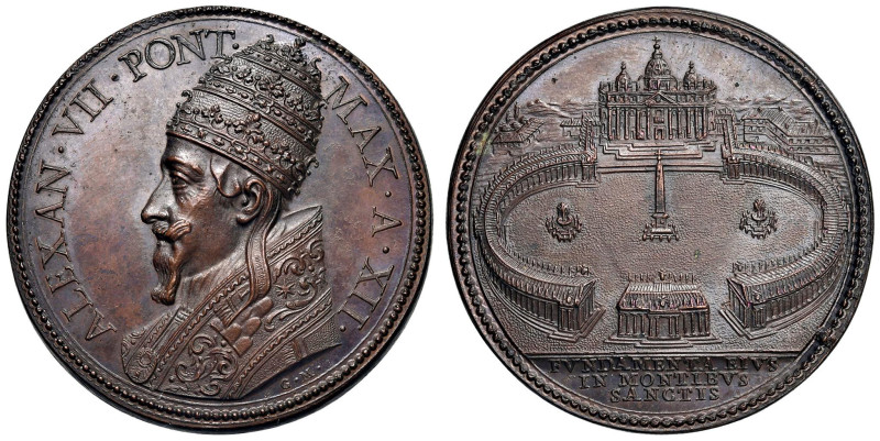 Alessandro VII (1655-1667) Medaglia coniata (1666) An. XII Completamento del Col...