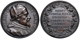 Clemente IX (1667-1668) Medaglia annuale coniata 1668 An. I Beatificazione di Rosa da Lima - Autore non indicato, Miselli 685 AE (g 23,87 - Ø 31,84 mm...