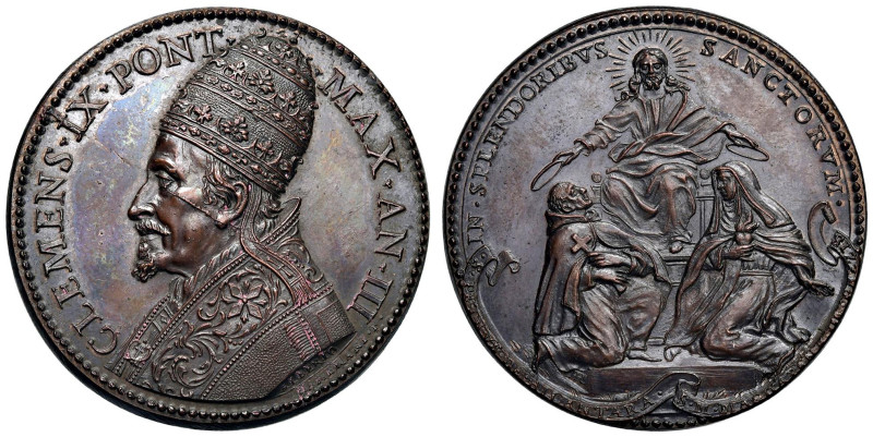Clemente IX (1667-1668) Medaglia annuale coniata 1669 An. III Canonizzazione del...