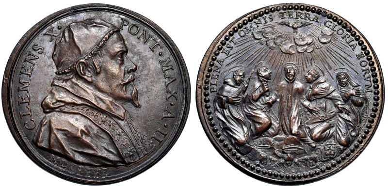 Clemente X (1670-1676) Medaglia annuale coniata 1671 An. II Canonizzazione dei c...