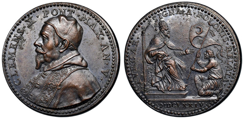 Clemente X (1670-1676) Medaglia annuale coniata 1674 An. V Consegna al Pontefice...