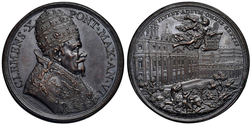 Clemente X (1670-1676) Medaglia annuale coniata 1674 An. VI Indizione del Giubil...