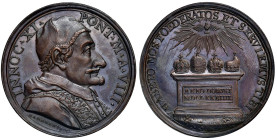 Innocenzo XI (1676-1689) Medaglia annuale coniata 1684 An. VIII Alleanza quadripartita contro i Turchi - Opus: Giovanni Hamerani, Miselli II, 139a AE ...