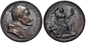 Innocenzo XI (1676-1689) Medaglia annuale coniata 1685 An. IX Occupazione di S. Maura - Opus: Giovanni Hamerani, Miselli II, 151 AE (g 27,28 - Ø 36,61...