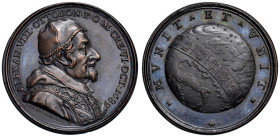 Alessandro VIII (1689-1691) Medaglia straordinaria coniata 1689 Elezione al Pontificato, globo terrestre diviso da fascia zodiacale - Opus: Giovanni H...