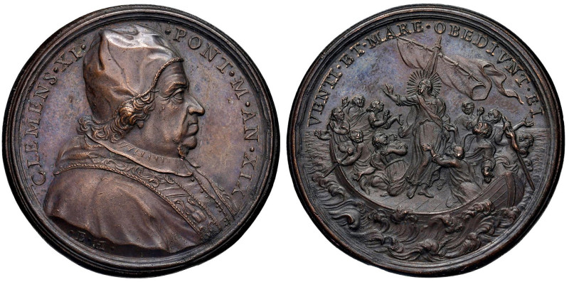 Clemente XI (1700-1721) Medaglia coniata annuale 1719 An. XIX Missioni cristiane...