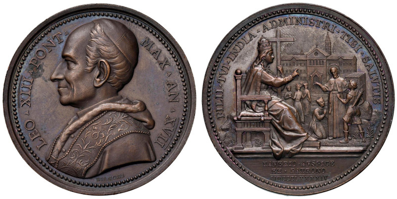 Leone XIII (1878-1903) Medaglia annuale coniata 1894 An. XVII Istituzione della ...