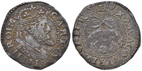 NAPOLI Carlo V d'Asburgo (1516-1554) Carlino - Magl. 60/5 AG (g 3,03) R Debolezza sul volto al D/.

Status: M.di BB