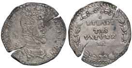 NAPOLI Filippo II d'Asburgo (1554-1598) Ducato - Magl. 13/2 AG (g 29,84) R Fratture del tondello dovute al processo di coniazione, ma esemplare di buo...