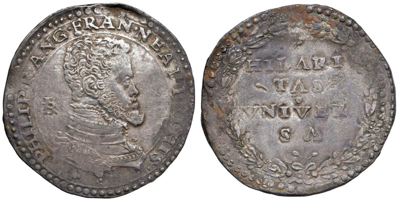 NAPOLI Filippo II d'Asburgo (1554-1598) Ducato - Magl. 13/4 AG (g 29,90) R Depos...