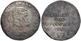 NAPOLI Filippo II d'Asburgo (1554-1598) Ducato - Magl. Manca (13/? marchio non trascritto) AG (g 29,95) RRR Variante rarissima con marchio, inedita su...