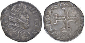 NAPOLI Filippo IV d'Asburgo (1621-1665) Carlino 1621 - Magl. 29 AG (g 2,00) RRR Leggermente tosato, ma bell'esemplare.

Status: BB+