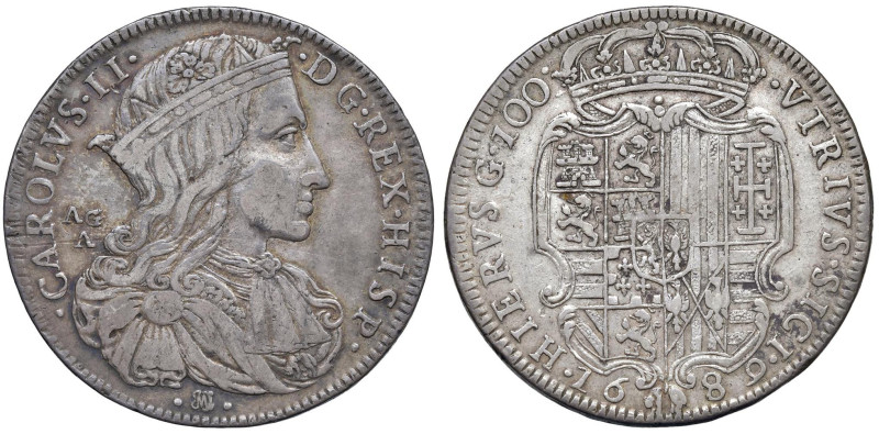 NAPOLI Carlo II d'Asburgo (1674-1700) Ducato 1689 - Nomisma 19 var. AG (g 25,30)...