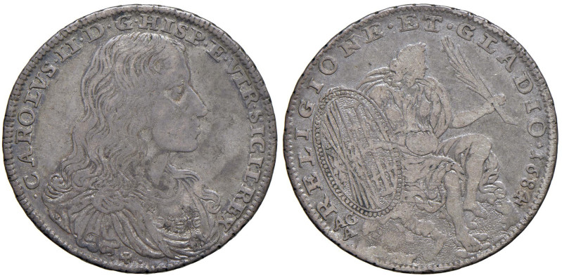 NAPOLI Carlo II d'Asburgo (1674-1700) Mezzo ducato 1684 - Nomisma 32 AG (g 13,73...