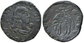NAPOLI Carlo II d'Asburgo (1674-1700) Tornese 1679 - Nomisma 114 CU (g 4,19) R Contrassegno del coniatore "fiore". Superba ed insolita conservazione p...