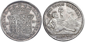 NAPOLI Carlo di Borbone (1734-1759) Piastra da 120 grana 1747 - Nomisma 247 var. AG (g 25,30) RRRR T/liscio.

Status: M.di BB