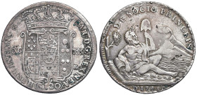 NAPOLI Carlo di Borbone (1734-1759) Piastra da 120 grana 1748 - Nomisma 252 AG (g 24,88) RRR T/treccia, minimi depositi.

Status: BB