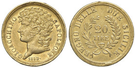 NAPOLI Gioacchino Napoleone Murat (1808-1815) 20 Lire 1813 - Nomisma 734 AU (g 6,45) RRRR T/con un'elisse prima della "stella", una prima di "PROTEGGE...