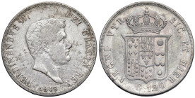 NAPOLI Ferdinando II di Borbone (1830-1859) Piastra da 120 grana 1849 - Nomisma 956 AG (g 27,47) RRR Millesimo di rarissima apparizione.

Status: BB...