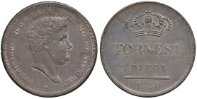 NAPOLI Ferdinando II di Borbone (1830-1859) 10 Tornesi 1840 - Nomisma 1114 CU (g 30,75) RR Grandissima qualità. Variante molto rara senza la rigatura ...
