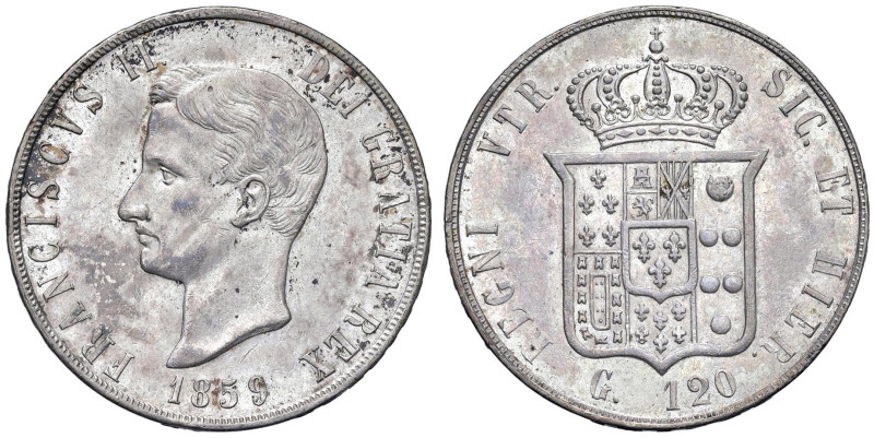 NAPOLI Francesco II (1859-1860) Piastra da 120 grana 1859 - Nomisma 1296 AG (g 2...