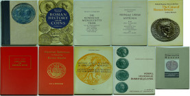 Lot de 10 ouvrages sur les monnaies romaines
1- Roman history from coins, M. Grant, 1958. 2- Coin type of imperial Rome, Gnecchi Elmer,1978. 3- Monet...