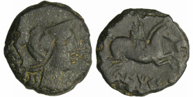 Celtibères - Unticescen (Sant Martí d'Empúries) - Semis 130 / 90 av. J.-C.
TTB
La moneda hispanica.924
 Br ; 8.54 gr ; 26 mm