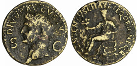 Octave Auguste - As (frappée sous Tibère, Rome) - Restitution de Tibère
A/ DIVVS AVGVSTVS. Tête radiée à gauche.
R/ CONSENSV SENAT ET EQ ORDIN P Q R...