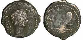 Octave - Dupondius (40 av. J.-C., Narbonne) - Proue de navire
A/ CAESAR. Tête nue d’Octave à droite. 
R/ Anépigraphe. Proue de navire, le château av...