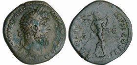 Lucius Vérus - Sesterce (164, Rome) - Mars
A/ L AVREL VERVS AVG ARMENIACVS. Buste nu et lauré à droite. 
R/ TR P IIII IMP II COS II // SC. Mars nu, ...