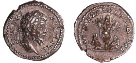 Septime Sévère - Denier (202, Rome) - Trophée
A/ SEVERVS PIVS AVG 
R/ PART MAX P M TRP X COS III P P. Trophée parthe et deux captifs.
SUP
C.373-RC...