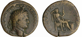 Caracalla - Sesterce (210-213 - Rome) - La Sécurité
A/ M AVREL ANTONINVS PIVS AVG BRIT Tête laurée à droite.
R/ SECVRITAS PERPETVA La Sécurité assis...