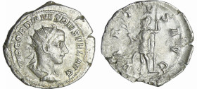 Gordien III - Antoninien (238-239, Rome)
A/ IMP GORDIANVS PIVS FEL AVG Buste radié à droite. 
R/ VIRTVS AVG. Mars debout à gauche, tenant une branch...