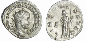 Trébonien Galle - Antoninien (251, Milan) - La Libérté
A/ IMP CAE C VIB TREB GALLVS AVG Buste radié et drapé à droite. 
R/ LIBERTAS AVGG. La Liberté...