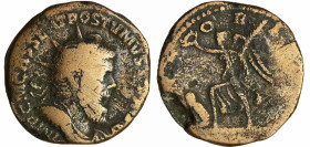 Postume - Double sesterce (261, Cologne) - La Victoire
A IMP C M CASS LAT POSTVMVS P F AVG Buste radié et drapé à droite. 
R/ VICTORIA AVG // SC. La...