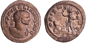 Aurélien - Aurélianus (273, Rome)
A/ IMP AVRELIANVS AVG Buste radié et cuirassé à droite. 
R/ ORIENS AVG Le Soleil debout de face, regardant à gauch...