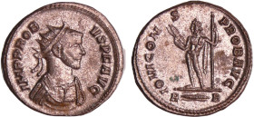 Probus - Aurélianus (280-281, Rome)
A/ IMP PROBVS P F AVG Buste radié et cuirassé à droite. 
R/ IOVI CONS PROB AVG // R(foudre)B. Jupiter debout à g...