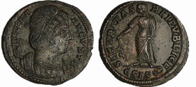 Hélène - Centenionalis (Siscia)
A/ FL HELENA AVGVSTA. Buste drapé à droite. 
R/ SECVRITAS REIPVBLICE // ЄSIS. La Sécurité voilée, debout à droite, t...