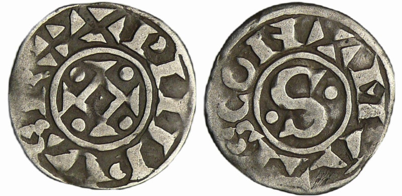 France - Philippe 1er (1060-1108) - Denier de Mâcon
A/ + PIIIPVS RX. Croix avec...