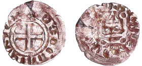 France - Philippe II Auguste (1180-1223) - Denier de Saint-Martin de Tours
A/ + PHILLIPVS REX Croix. 
R/ + SCS MARTINVS. Châtel tournois.
TTB
Dy.1...